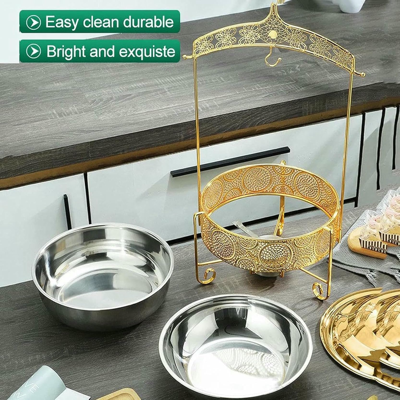 Carrello riscaldante da buffet con coperchio, 6 l, per catering, eventi e hotpot, perfetto per mantenere il cibo caldo e pronto per feste, riunioni e buffet