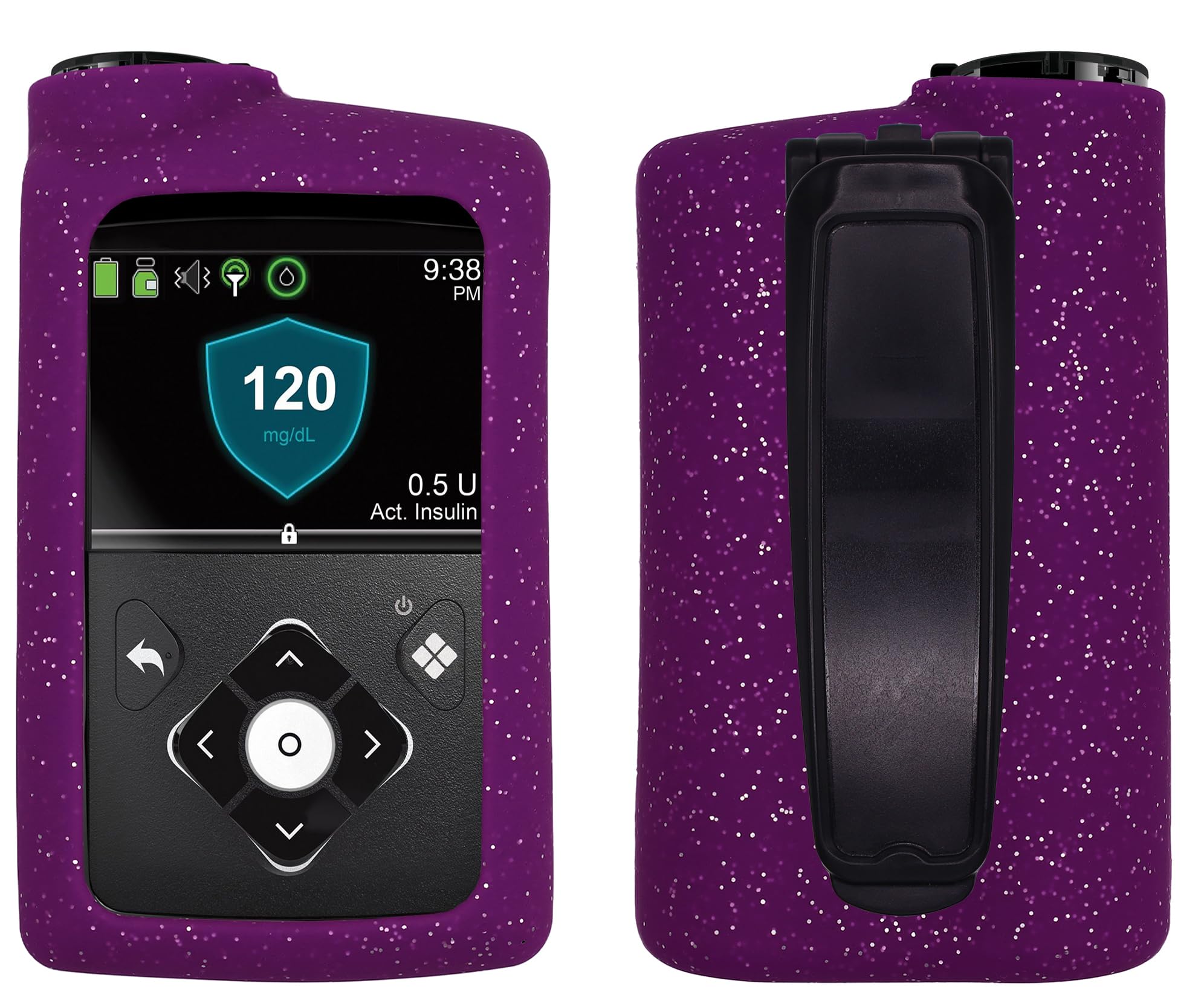 Premium Sequins Soft Silicone case for Medtronic Minimed Insulin Pump 630G/ 640G/ 670G/770G/780G (Purple)