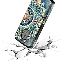 Vista 5 de Funda para Moto E4 Plus, Moto E Plus (4ª generación), Rosebono de doble capa a prueba de golpes, funda rígida vintage para Motorola Moto E4 Plus