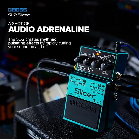 BOSS SL-2 Slicer | Compact Pedal for Guitar, Keyboard, DJs & More | Instantly Create Pulsating Grooves | Multiple Slicer Paths | 88 Onboard Patterns | Stereo Output Options