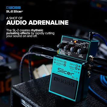BOSS SL-2 Slicer | Compact Pedal for Guitar, Keyboard, DJs & More | Instantly Create Pulsating Grooves | Multiple Slicer Paths | 88 Onboard Patterns | Stereo Output Options