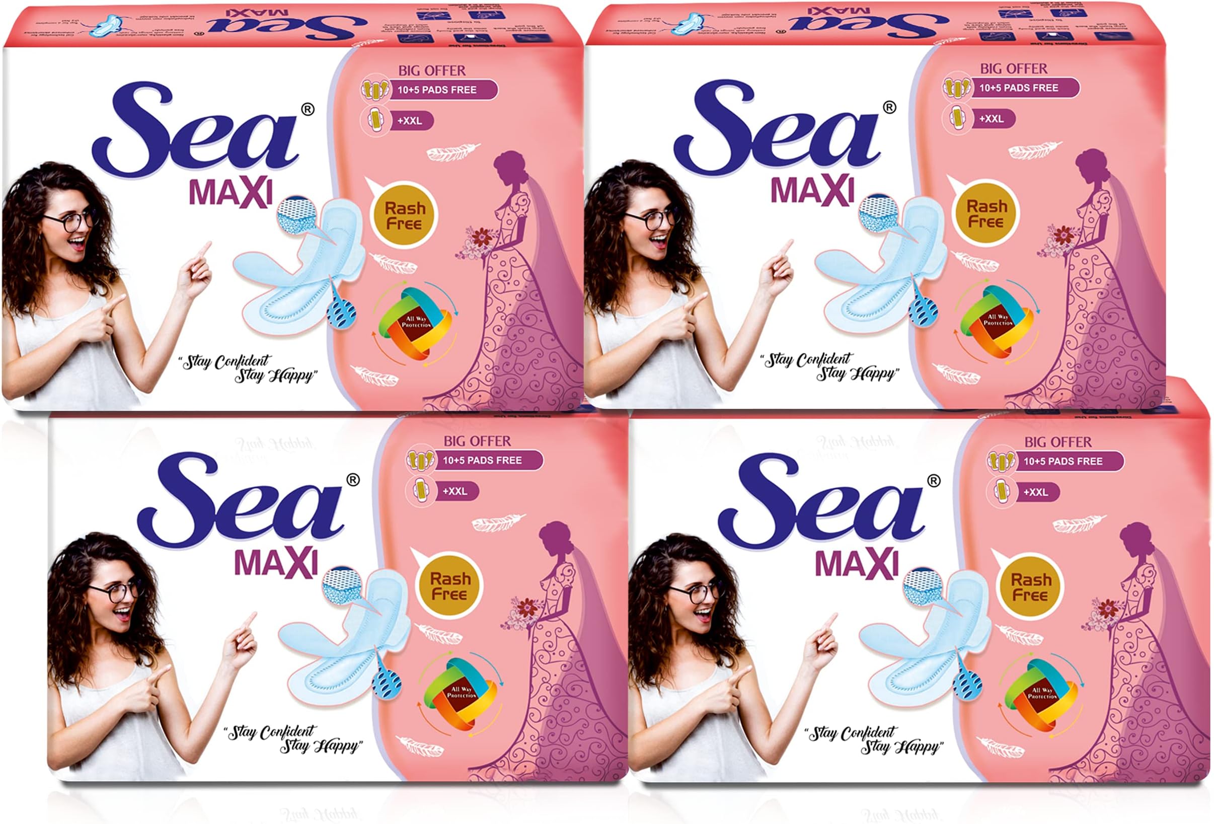 SEA Sanitary Pad For Women | 60 XXL Maxi Pads | Organic Cotton Pad with Leak And Odour Lock Technology