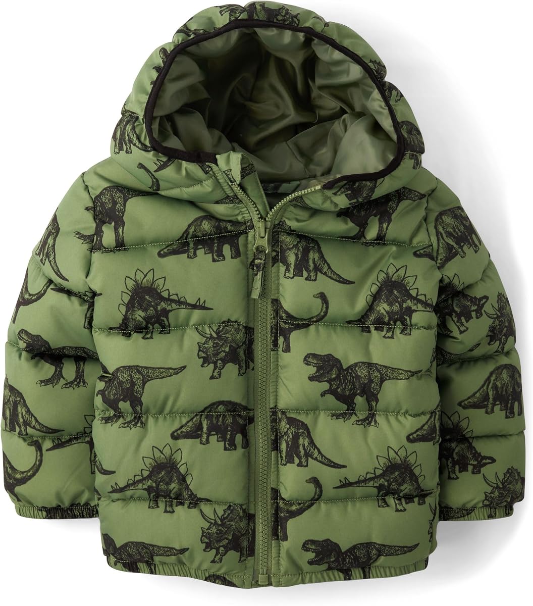 The Children's Place Chaqueta acolchada resistente al agua y al viento de peso medio para bebés y niños pequeños