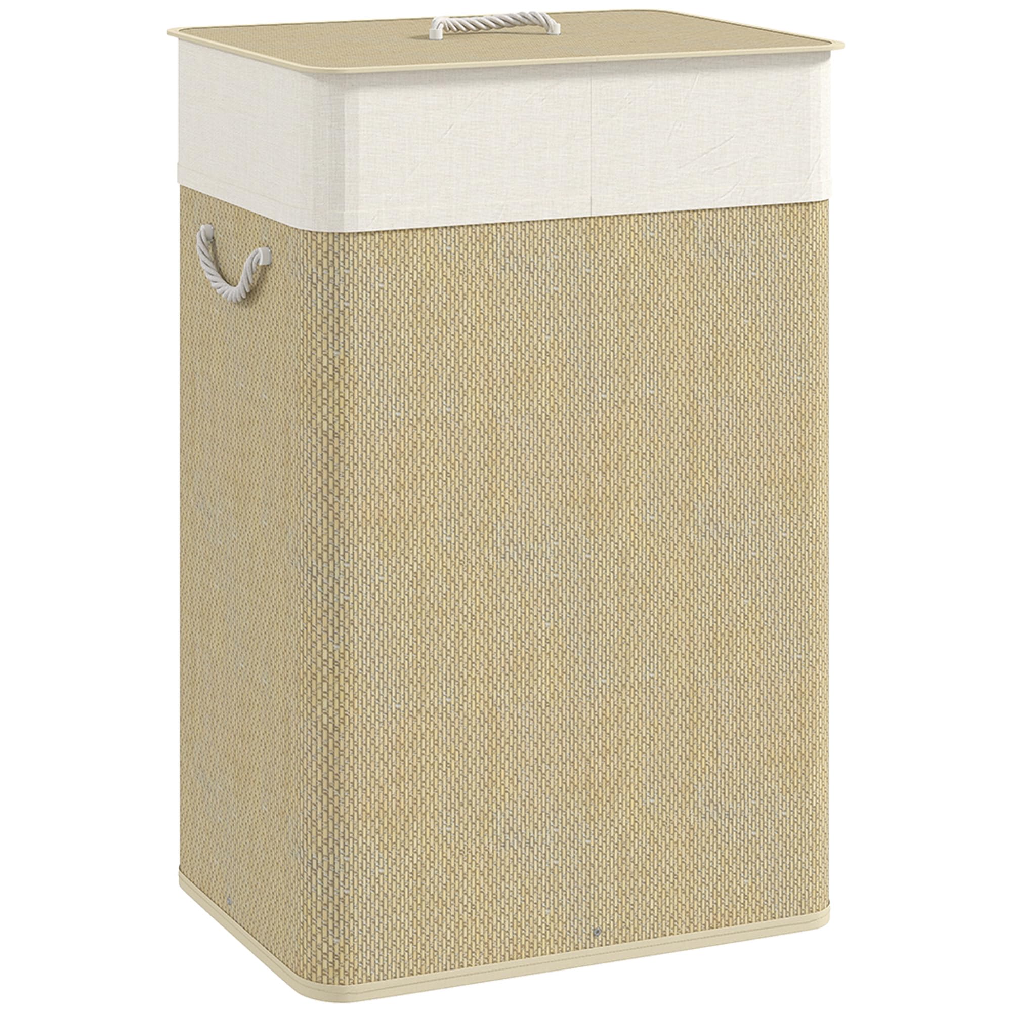 Homcom Laundry Hamper With Removable Washable Liner Bag Nature Wood Finish