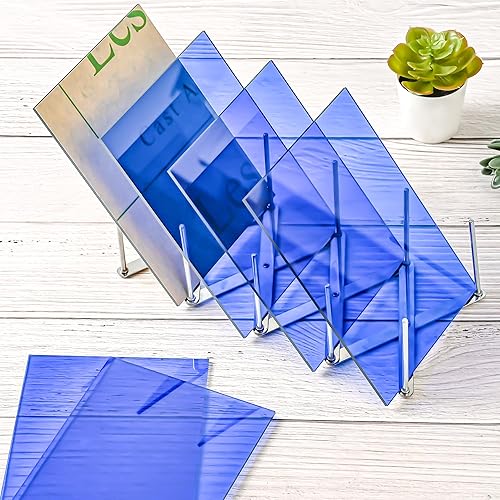Miniatura 4 de Hojas acrílicas azules de 18 de pulgada de grosor, 0.118 in, paquete de 6 hojas de plexiglás azul transparente de 5 x 7 pulgadas, para letreros,