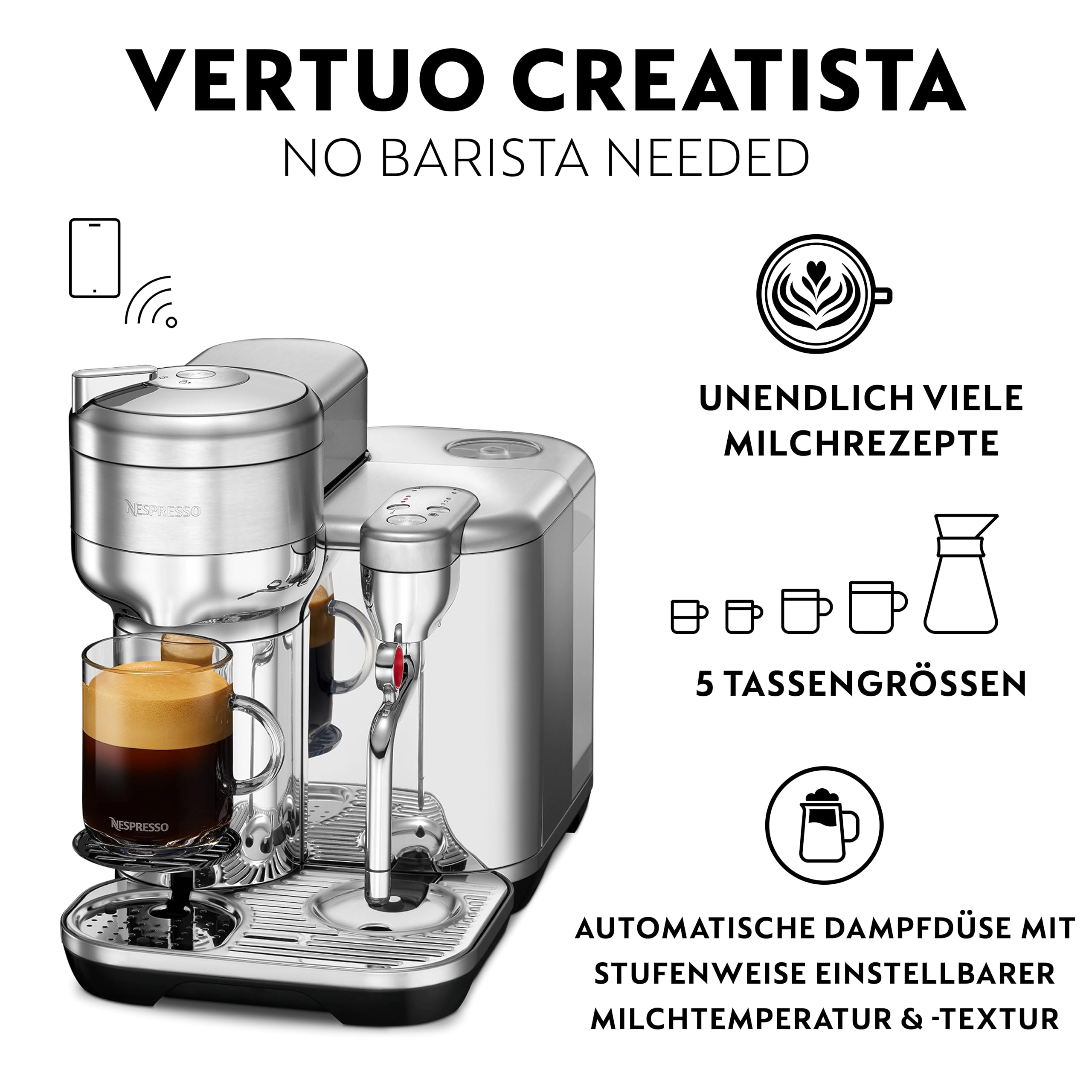 Nespresso VERTUO Creatista Kaffeekapselmaschine von Sage, Silver