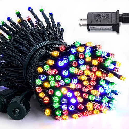 Luces de Navidad multicolor conectables para exteriores, impermeables, 200 luces LED de Navidad de 66 pies, enchufe para interiores, 8 modos, luces