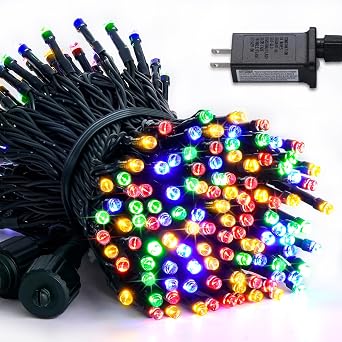 Connectable Multicolor Christmas Lights Outdoor Waterproof, 66ft 200 LED Led Christmas Lights Indoor Plug in, 8 Modes Multi Color Christmas Tree Lights for Outside Fence Patio