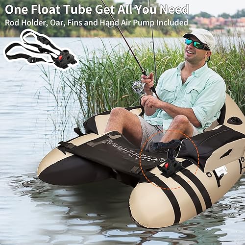 Miniatura 10 de Tubo de flotador de pesca con correas ajustables para mochila, bolsillos de almacenamiento, regla de pescado, barco de pesca con mosca con bomba