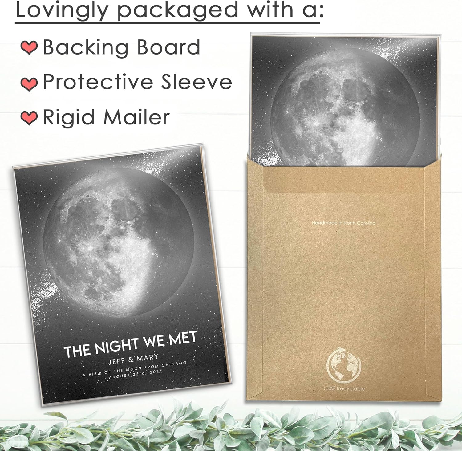 Custom Moon Phase Gift for Specific Date | Romantic Gifts for Her | Gifts for Husband | Personalized Night Sky | Paper Anniversary | (e.g. Wedding, Valentine's Day, Birthday, etc) | Grey with Thin Border & Front Glow - Image 6