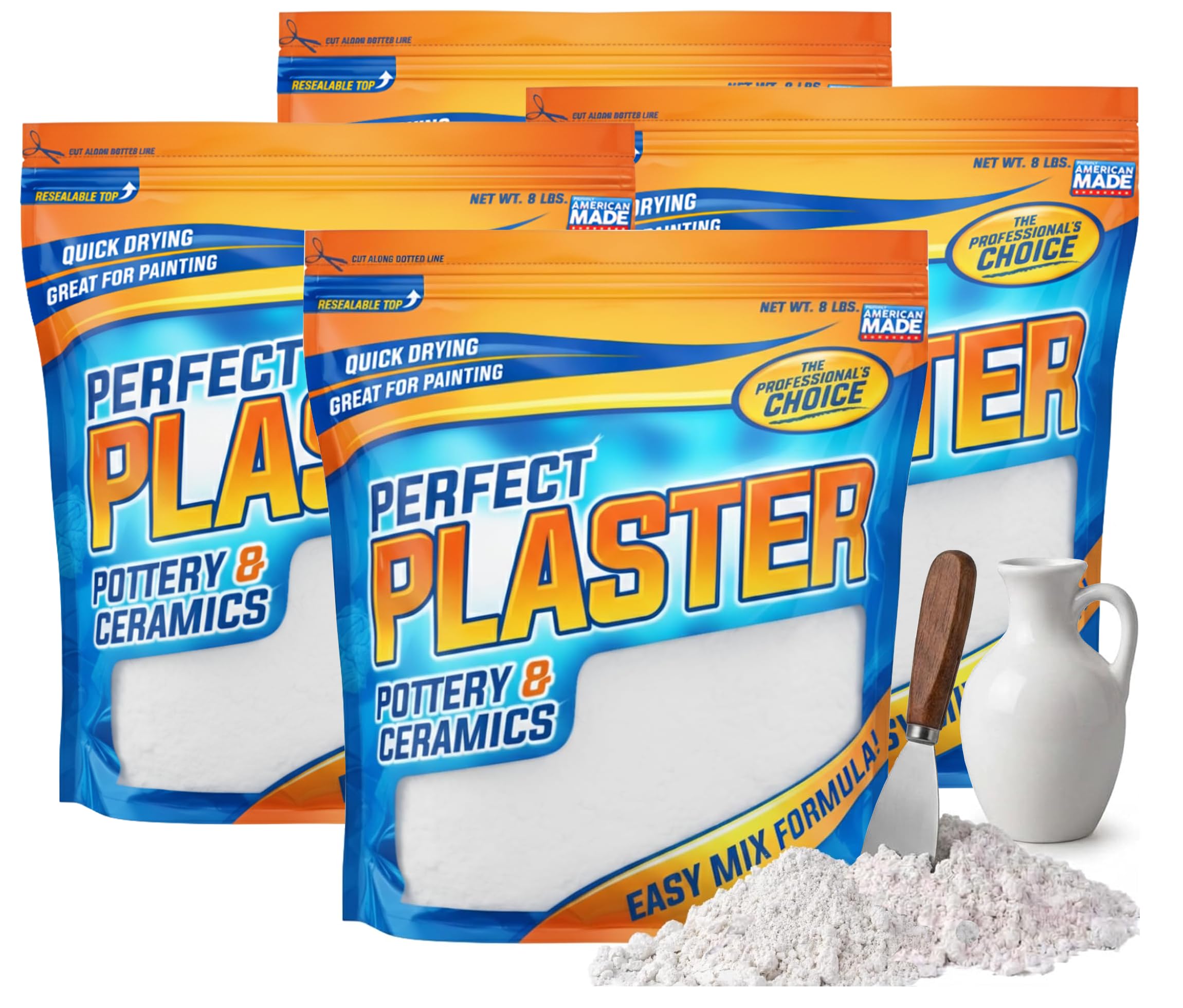 Perfect Plaster for Pottery &amp; Ceramic Slip Casting Molds, 4 x 8 lb Bags