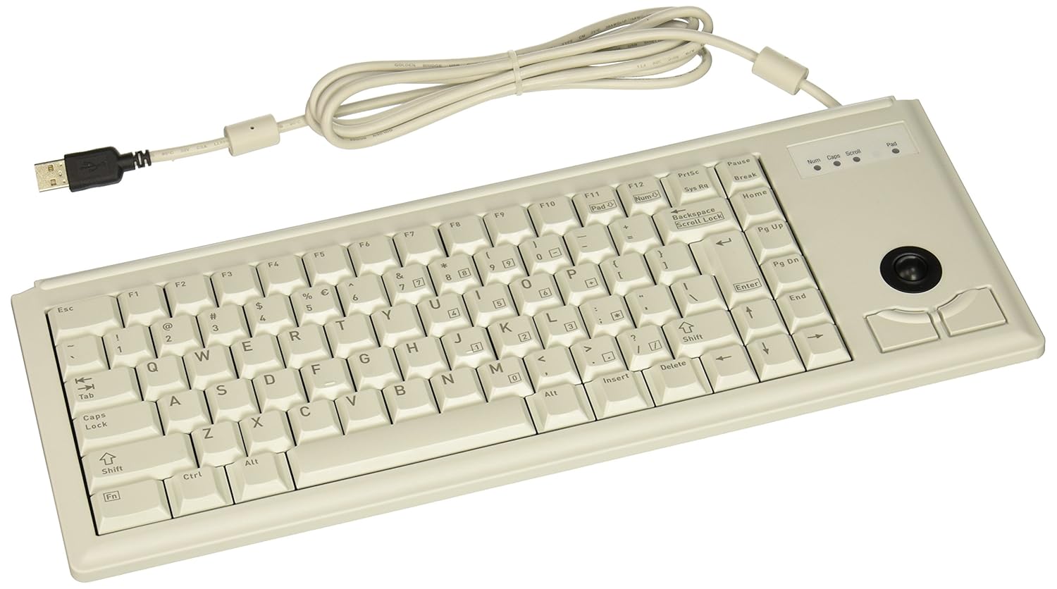 Cherry G84-4420LUBEU-0 UltraSlim Compact Keyboard with USB Interface and Optical Trackball 15 Width Light Gray