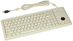 Cherry G84-4420LUBEU-0 UltraSlim Compact Keyboard with USB Interface and Optical Trackball 15 Width Light Gray