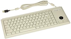 Cherry G84-4420LUBEU-0 UltraSlim Compact Keyboard with USB Interface and Optical Trackball 15 Width Light Gray