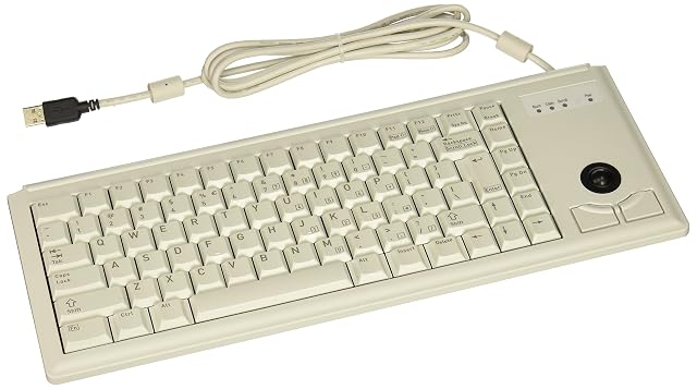 Cherry G84-4420LUBEU-0 UltraSlim Compact Keyboard with USB Interface and Optical Trackball 15 Width Light Gray