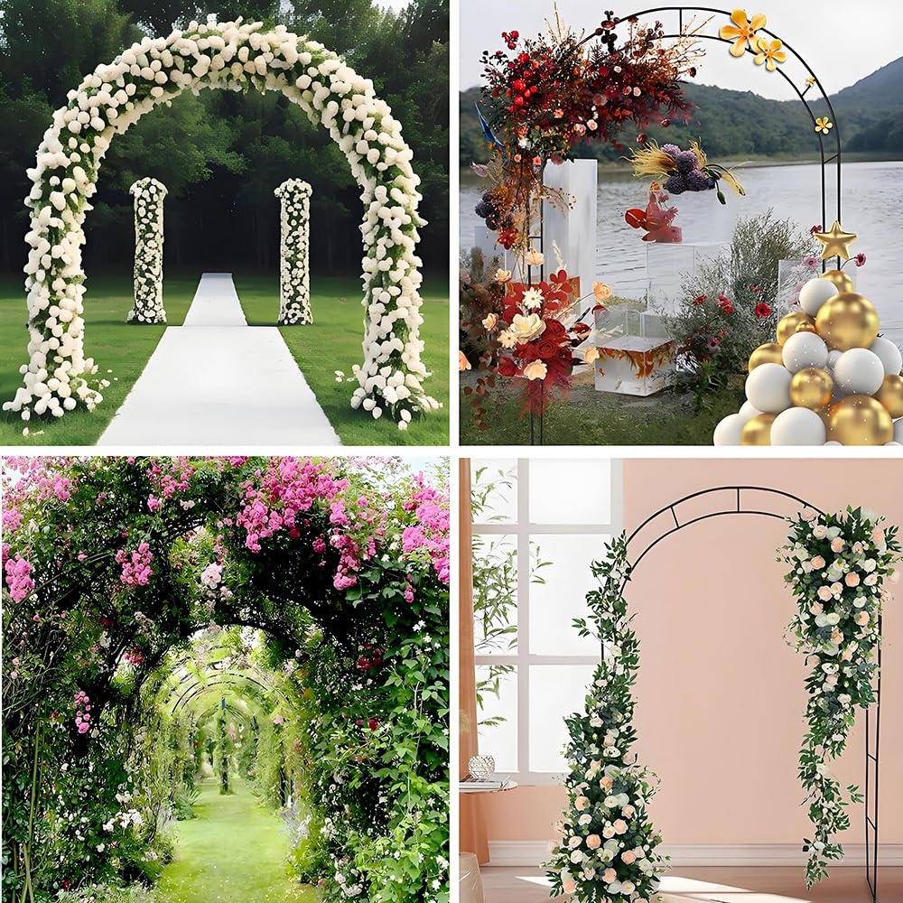 Arco Giardino Supporto in Ferro per Rampicanti per Piante E Decorazioni Esterni E Interni, Traliccio Pergolati Pergolato per Matrimonio, Resistente alle Intemperie(Black,W120 x H220cm)