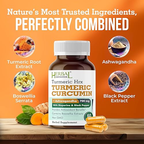 Miniatura 4 de Suplemento de cúrcuma Hrx, suplemento inmunológico, refuerzo del metabolismo, suplemento de apoyo articular con curcumina de cúrcuma, boswellia,