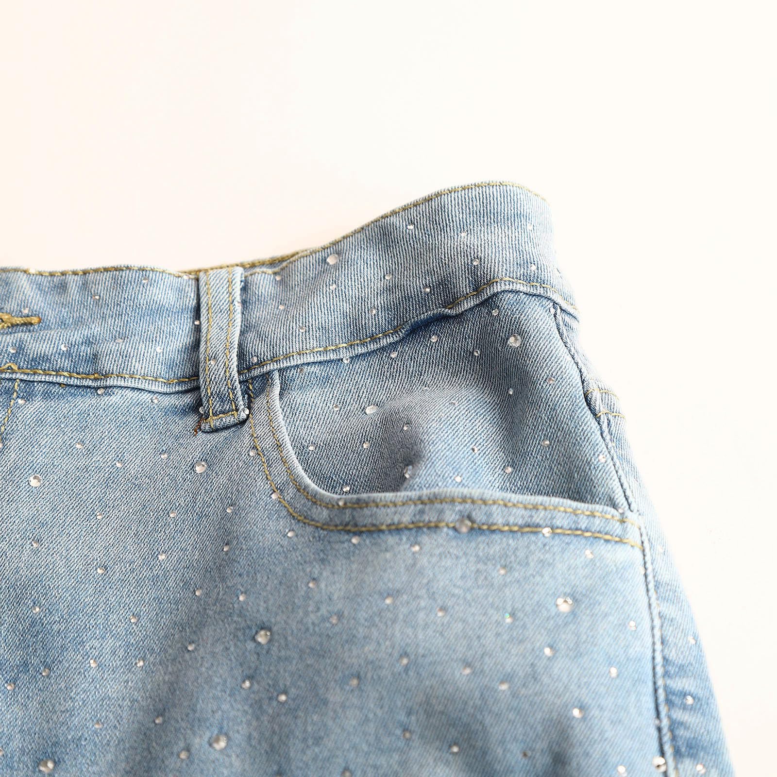 Genérico Vaqueros Rectos Mujer Vaqueros Elásticos Mujer Elásticos Campana Pantalones Ajustados para Cintura Alta Aspecto Desgastado Efecto De Lavado Pantalones