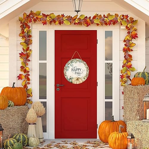 Miniatura 6 de Letrero de bienvenida para puerta delantera, letrero redondo de madera de calabaza, letrero de otoño, letrero de otoño, letrero de calabaza para