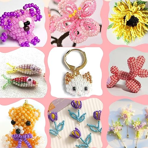 Miniatura 6 de Ghguole Juego de cuentas de cristal de 168 colores de 0.118 pulgadas para fabricación de joyas, 39440 piezas de cuentas pequeñas, kit de fabricación