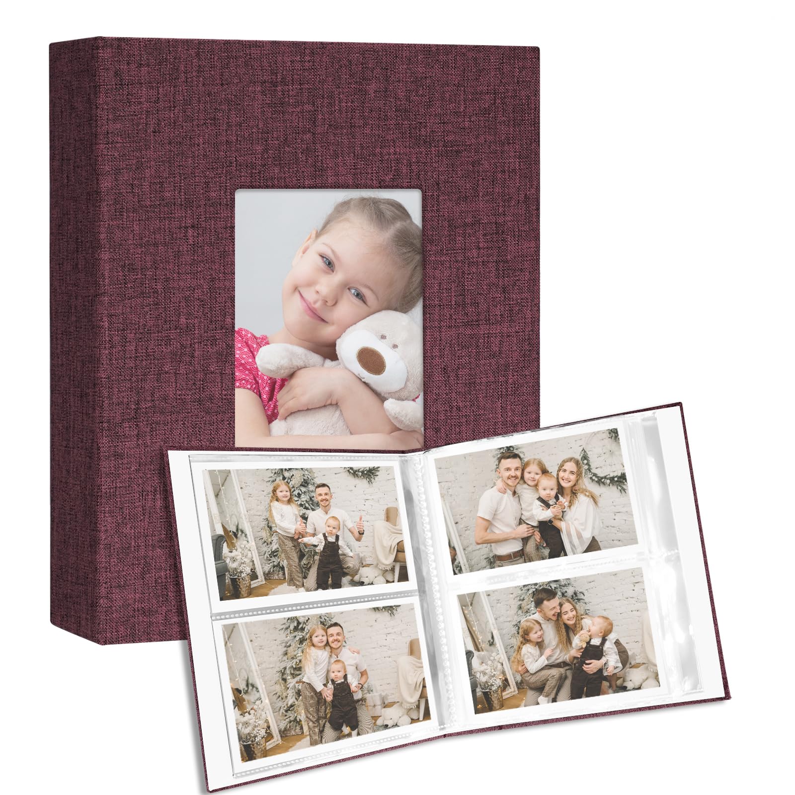 Vienrose Piccole Album Foto 10x15 cm, 2 Confezione Copertina di Lino Mini Album Fotografico, 100 Tasche Tenere 200 Immagini, per Opere d'arte o Cartoline Storage Viola