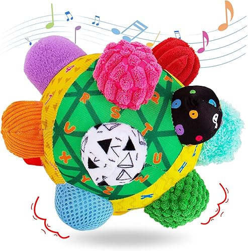 teytoy Baby Music Shake Dancing Ball Toy,Developmental Bumpy Ball Sensory Soft Toys,Easy to Grasp Bumps Help Develop Motor Skills for Girls and Boys