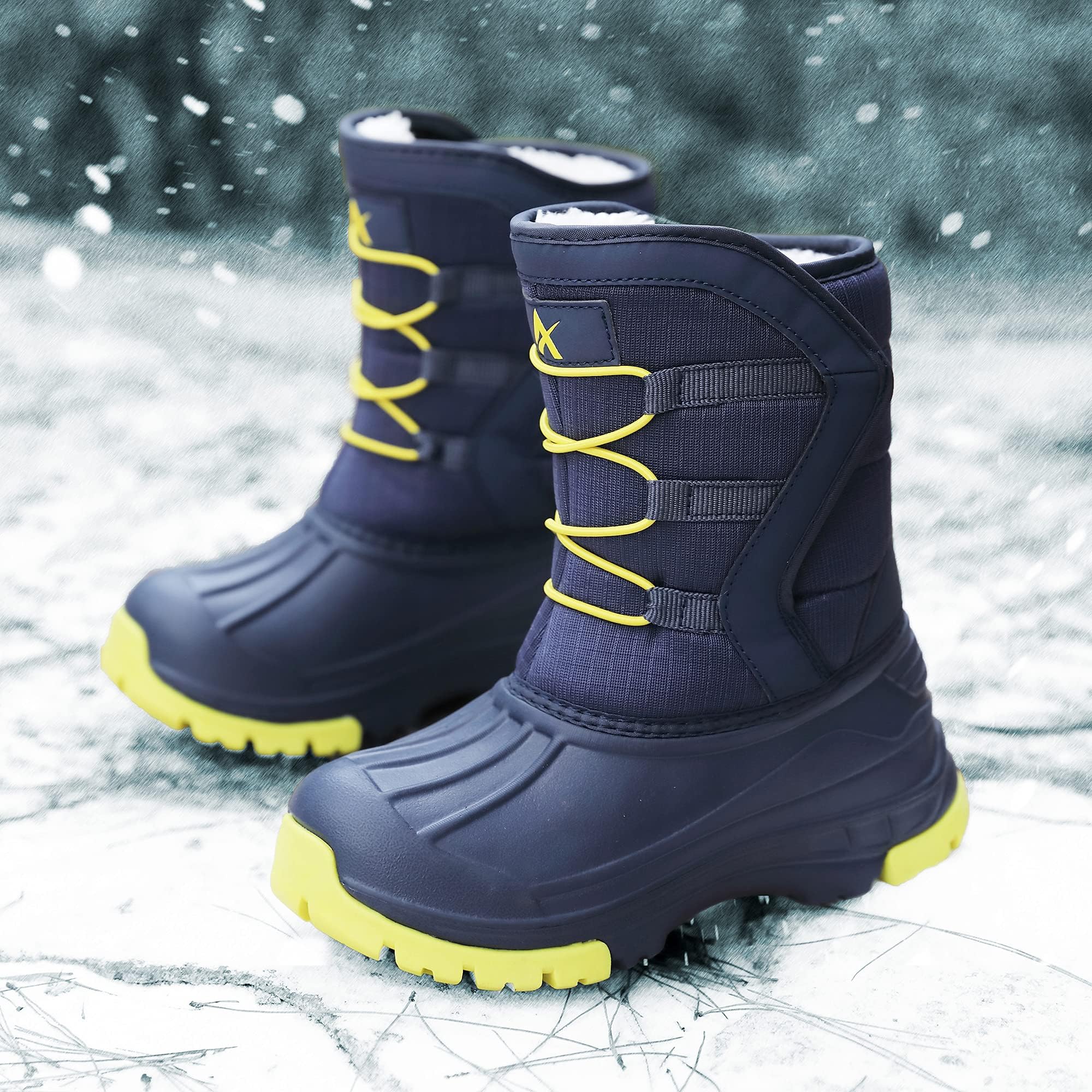 TORISKY Bambini Stivali da Neve Ragazzi Ragazze Caldo Fodera in Pelliccia Stivali Invernali Impermeabili Antiscivolo All'aperto Trekking Stivali 28-40EU