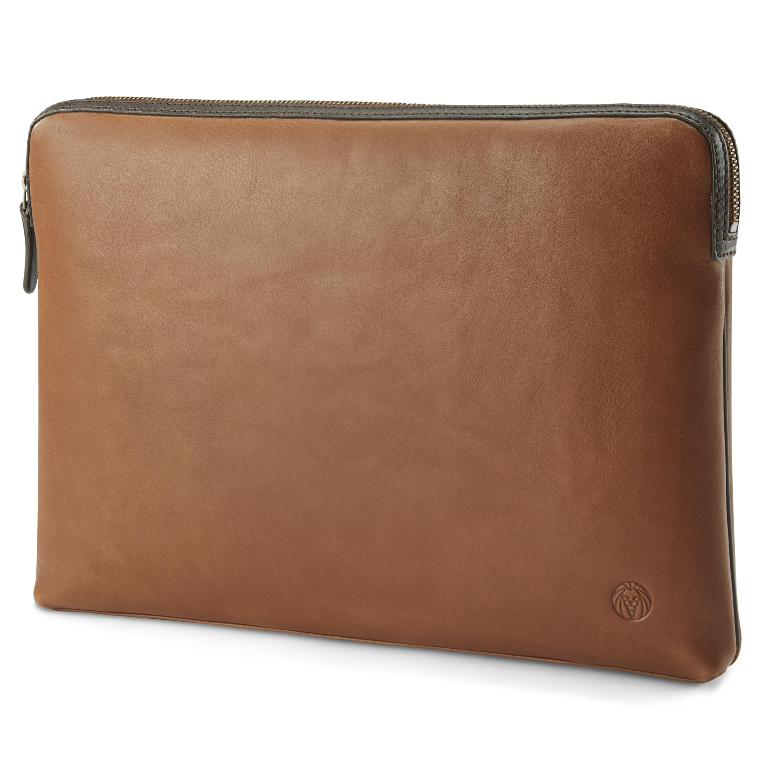 Lucleon by Trendhim - Custodia per computer portatile da uomo, in vera pelle bovina con finitura anilina, fodera in cotone imbottita, adatta per laptop da 13,3"