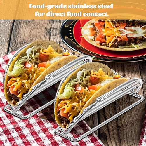 Miniatura 3 de BSTKEY Juego de 5 soportes para tacos, soporte de tacos de acero inoxidable, soporte para tacos de carcasa suave o dura para barra de tacos,