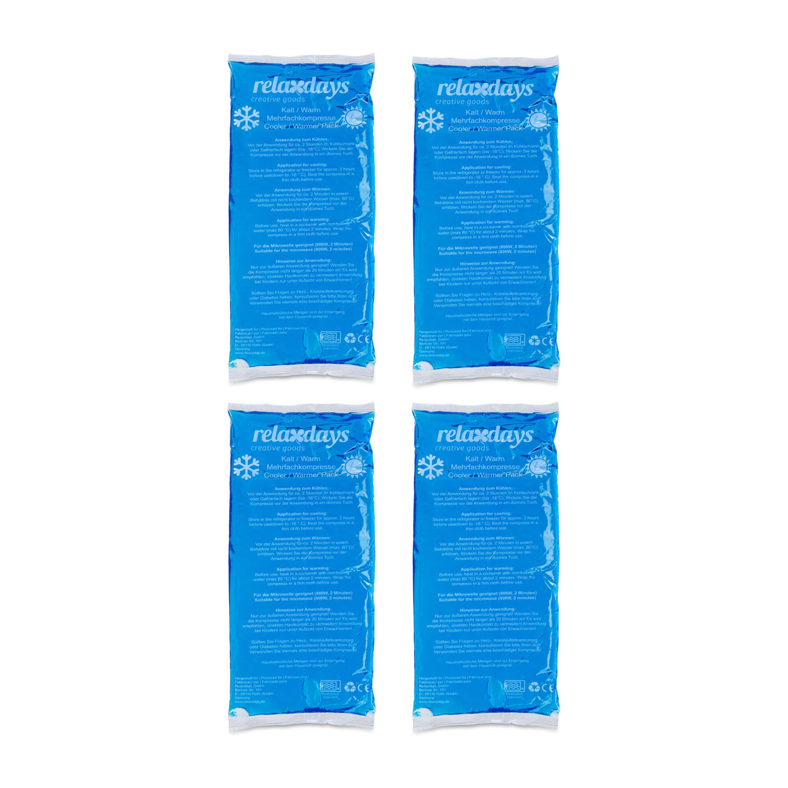 Relaxdays Kühlpads, 20er Set, Kalt-Warm-Kompressen, 12 x 29 cm, blau