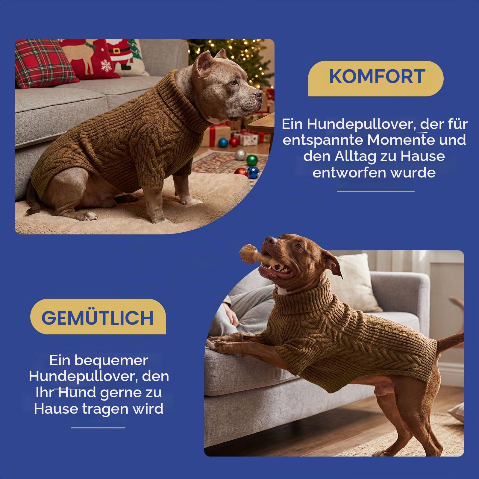 ASENKU Hundepullover, Hundepullover für extra große Hunde, Rollkragenpullover für den Winter für Dobermann, Dogge (Kaffee, Größe 4XL)