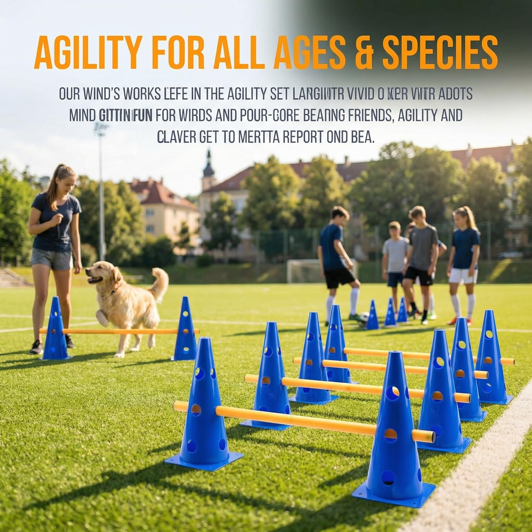 Agility Set Steckhürdenset für Hunde Hürden Cavaletti Hund Set 10 Kegel + 10 Stangen Hundetraining Zubehör zur Koordination & Fitness Hindernisse für Pferde Hundesport Fußball Erwachsene