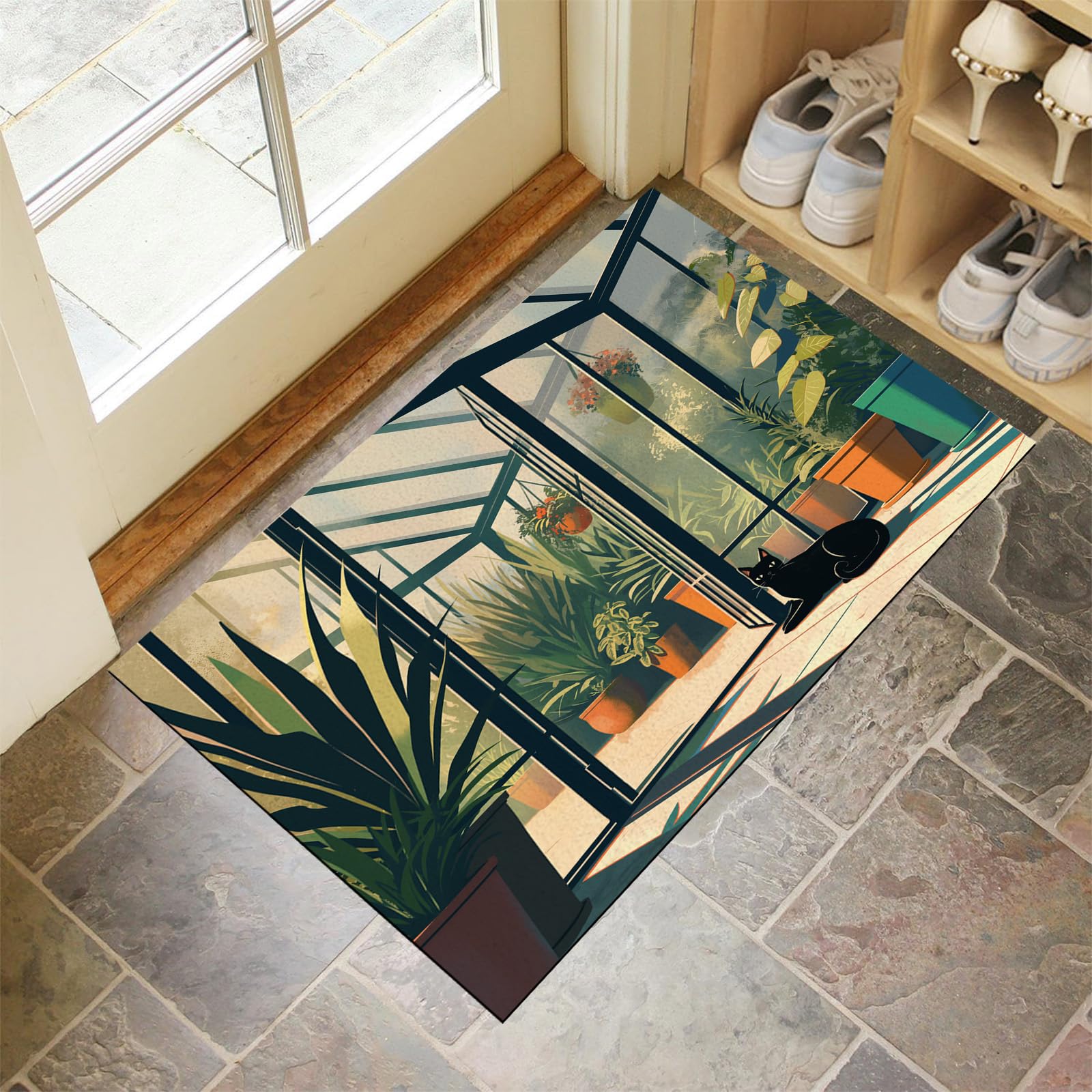 Tapis pour porte lavable contre les sols glissants et les traces de boue de 40x60cm