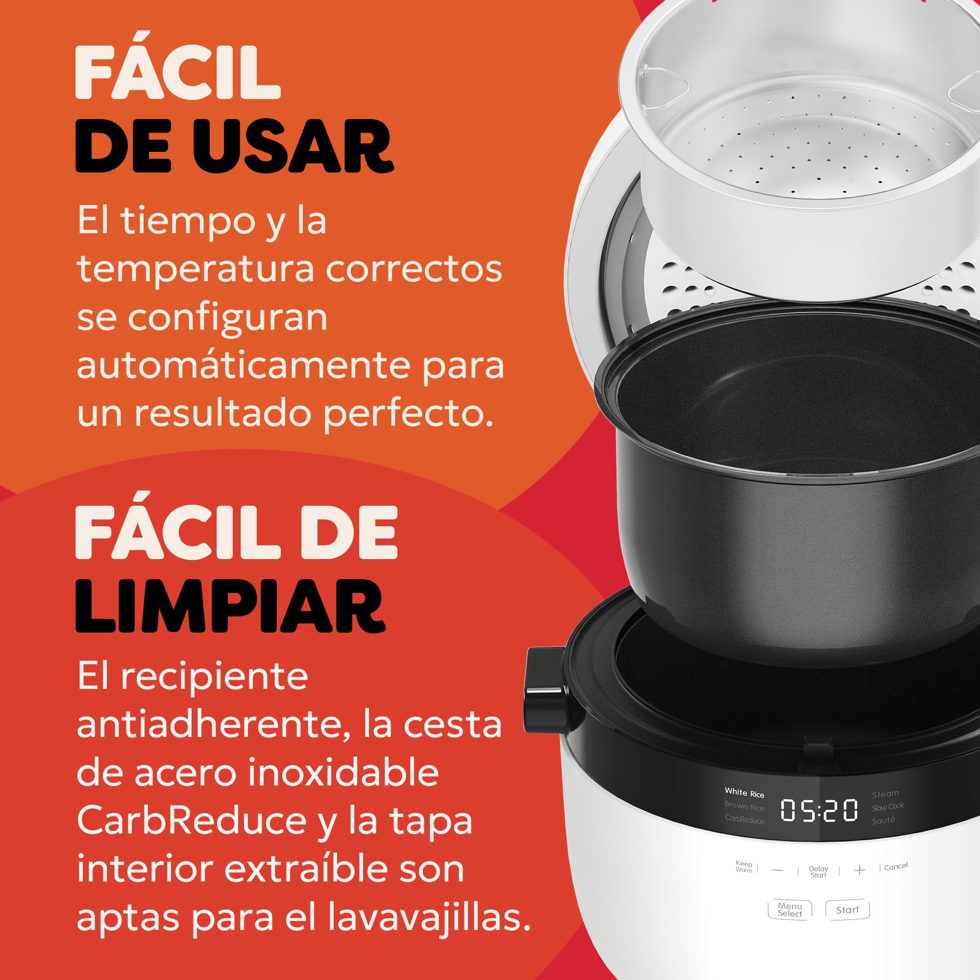 Instant Pot - Olla arrocera y vaporera, 2.8 L (12 tazas) – con recipiente antiadherente apto para lavavajillas, cesta de vapor de acero inoxidable, taza medidora, cuchara para arroz