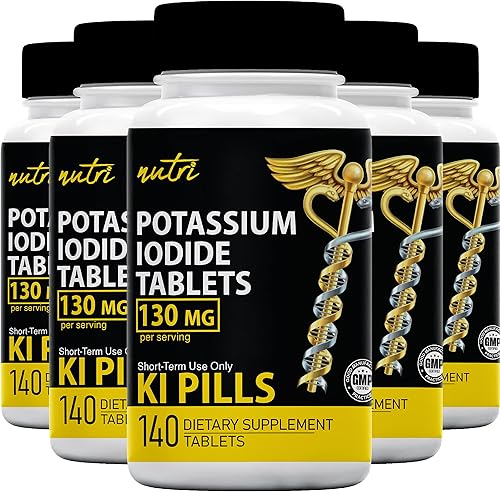 Tabletas de Yoduro de Potasio de Nature's Fusions (Paquete de 5) 130 mg - 700 Tabletas EXP 10/2032 - YODO Naciente - Píldoras KI - Yoduro de Potasio