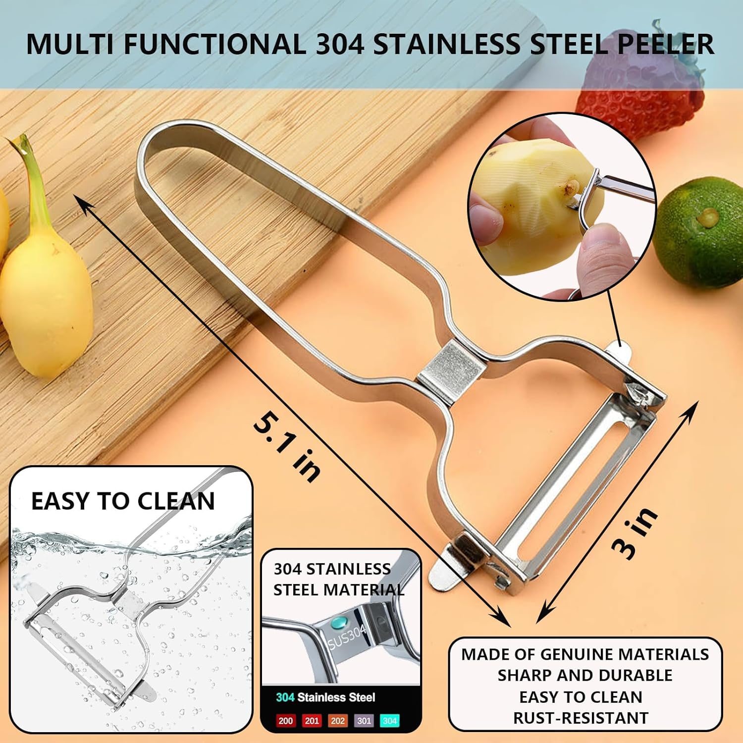 Professional wooden handle Vegetable Peelers For Kitchen And Premium Poultry Shears Heavy Duty kitchen,Meat Scissors With Anti Slip Handle And Safety Lock,For Cutting Chicken,Fish,Bone
