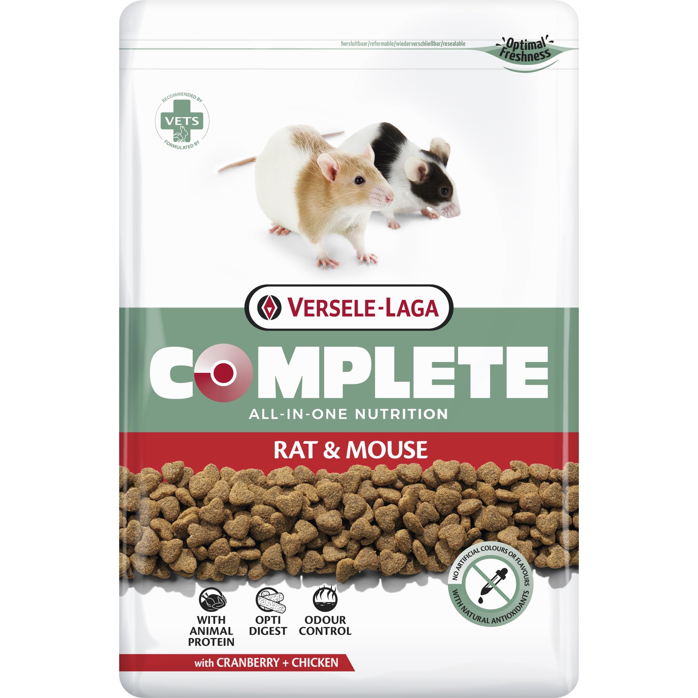 VERSELE-LAGA - Complete Rat & Mouse - Extrudés Tout-en-Un Riches en Protéines pour Rats et Souris - 2kg