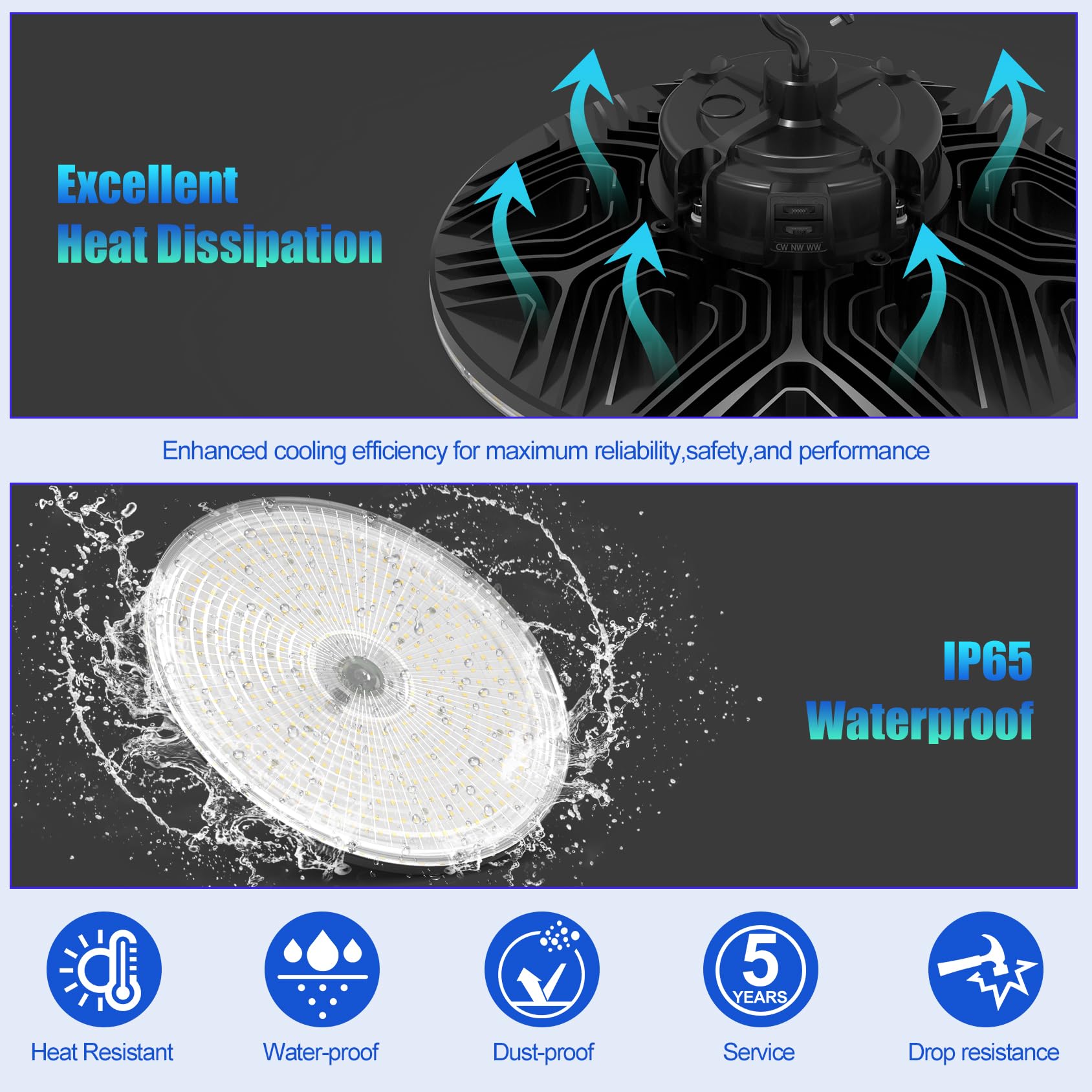 UFO LED Low Bay Light 4000K 80W 100W 150W 21 000Lumen 3000K Highbay UFO Lights for Workshop Garage — view 7