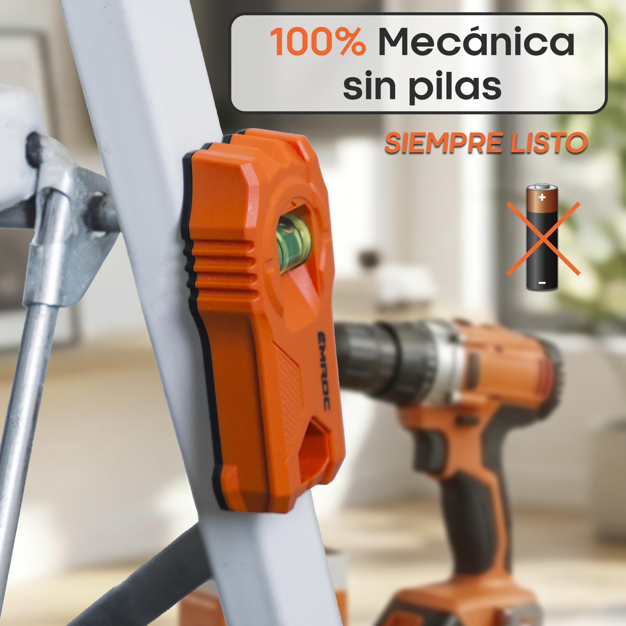 Detector de Montantes EMR-M11 - Imán Neodimio Pladur BA13 Sin Pilas | Imán potente | Nivel de burbuja | Para yeseros y electricistas | Detector de metales pared | Marca francesa