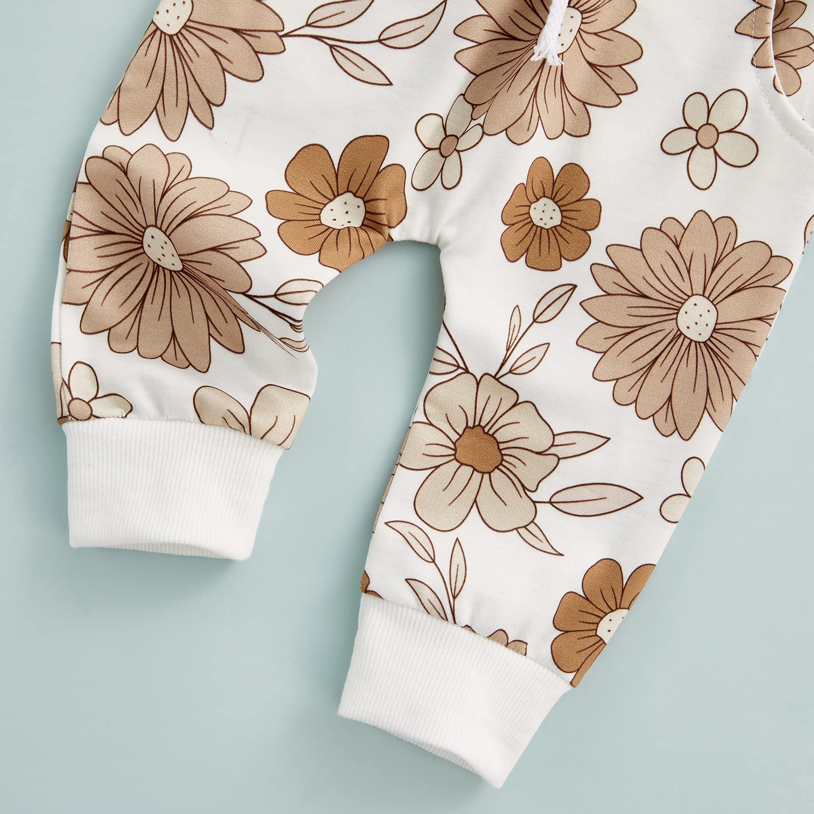 Conjunto de 3 piezas para bebé niña, sudadera con margaritas + pantalones + diadema, ropa de otoño e invierno
