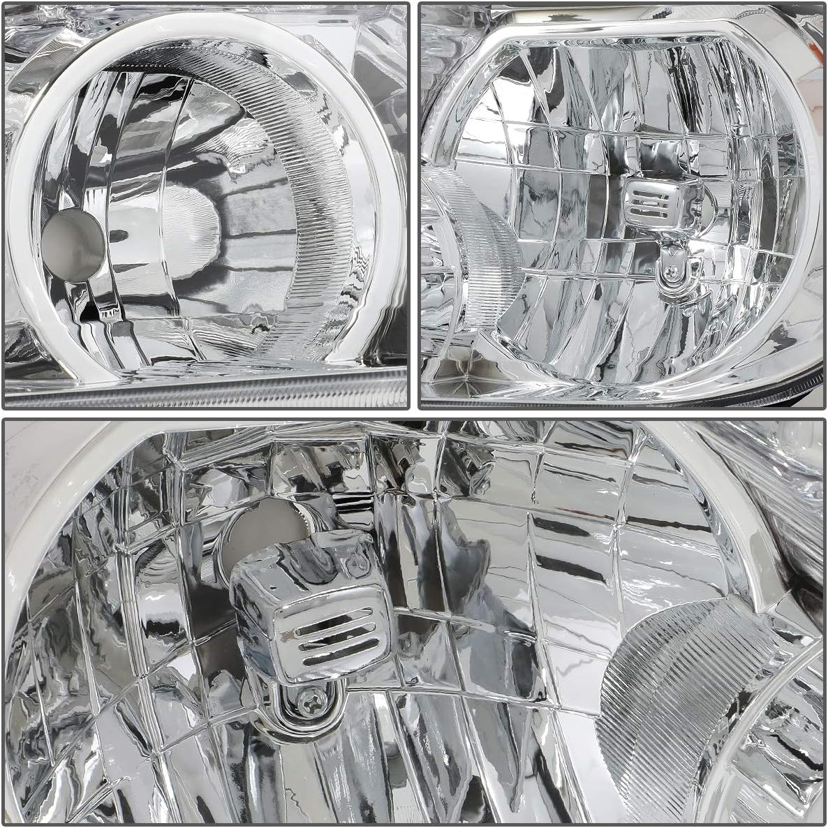 DNA MOTORING HL-OH-TT07-CH-AM Pair Chrome Housing Amber Corner Headlights Compatible with 07-13 Tundra / 08-17 Sequoia