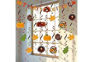 MorTime Thanksgiving Hanging Ceiling Swirls Decorations & Hanging Banner