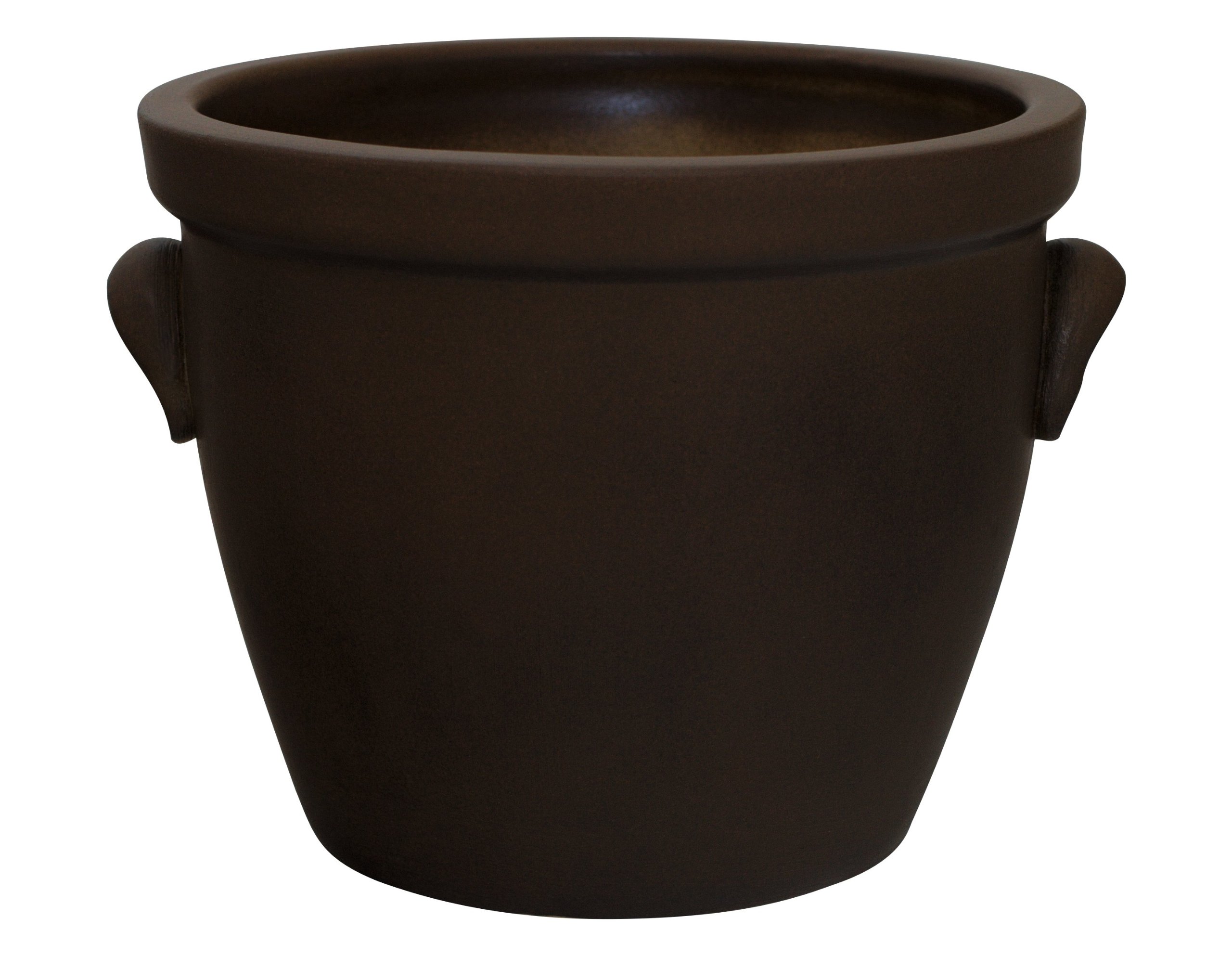 Pot avec anses en grès marron mat Venus II pour plantes de salon 32x23 cm