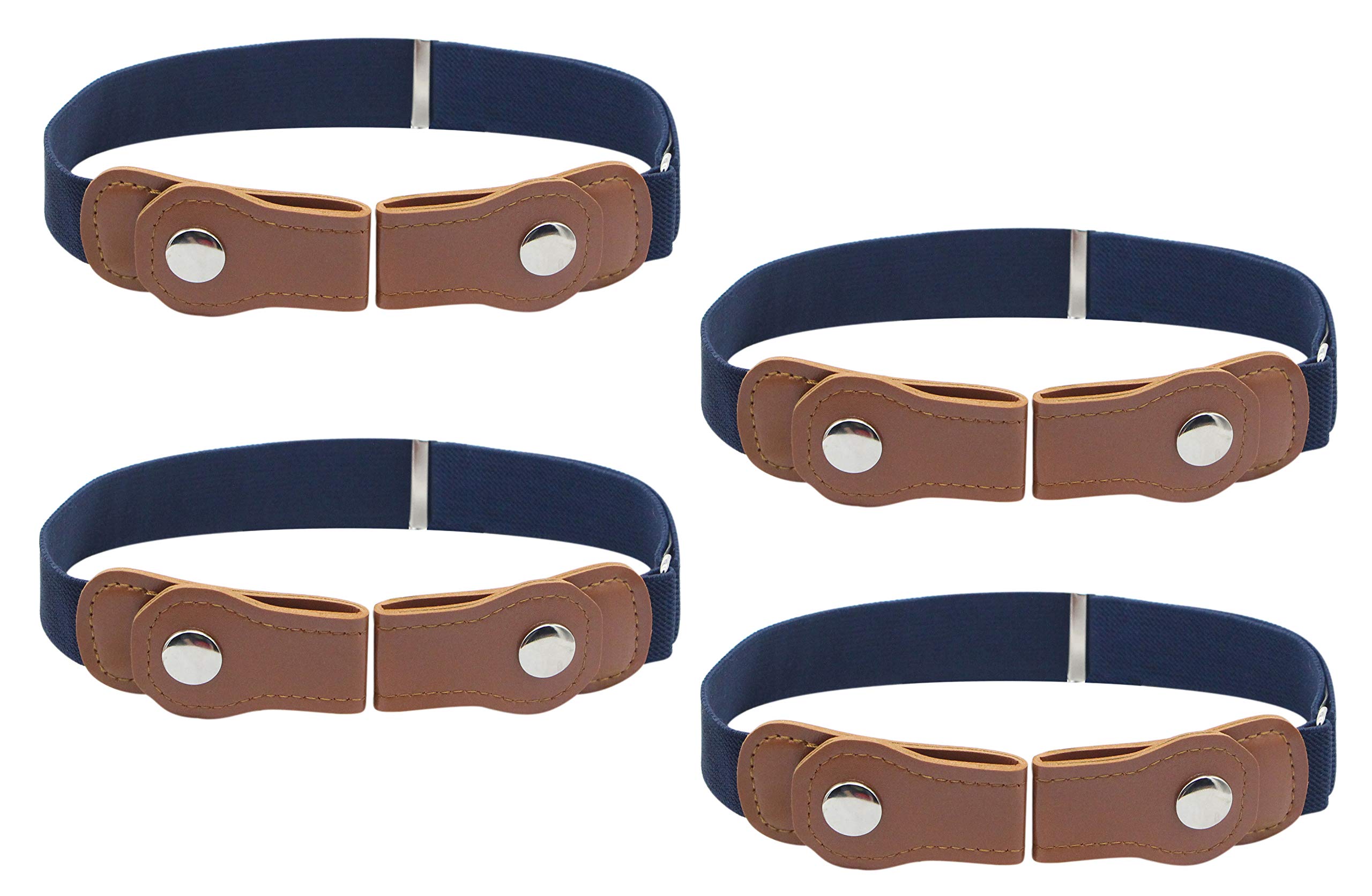 Kids No Buckle Belt (4-Pack) Designer Comfort for Boys and Girls | Elastic Stretch Fit | Supports Independent Toddlers