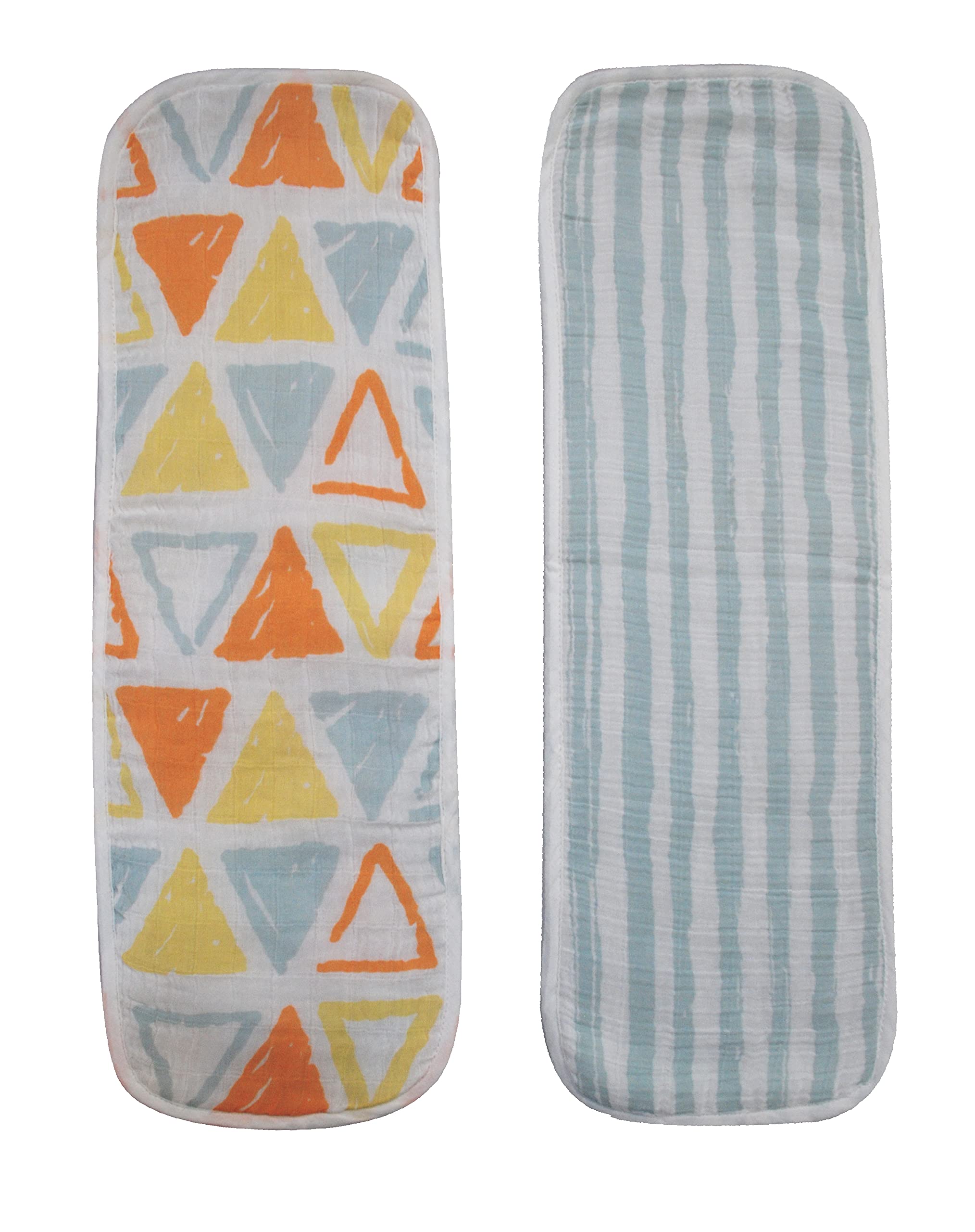 abracadabra Cotton Muslin Burp Cloth for Newborn Baby, Lightweight and Absorbent Reusable Napkins, 38 cm X 17 cm (Set of 2) - Triangles-image-41