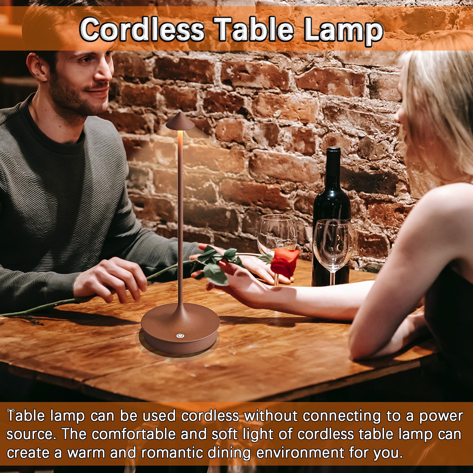 Leomix Kabellos LED Tischleuchte Kabellose Akku Tischlampe Aufladbar 4000mAh Tischlampe Touch Dimmbar Outdoor Tischlampe IP54 Wasserdicht für Restaurant/Bar/Garten/Balkon/Esstisch