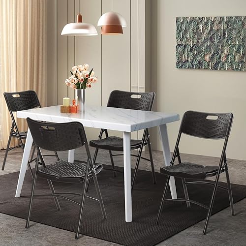 Miniatura 2 de VINGLI Sillas plegables, silla plegable resistente, asiento portátil de plástico HDPE con marco de acero para interiores y exteriores, comedor,