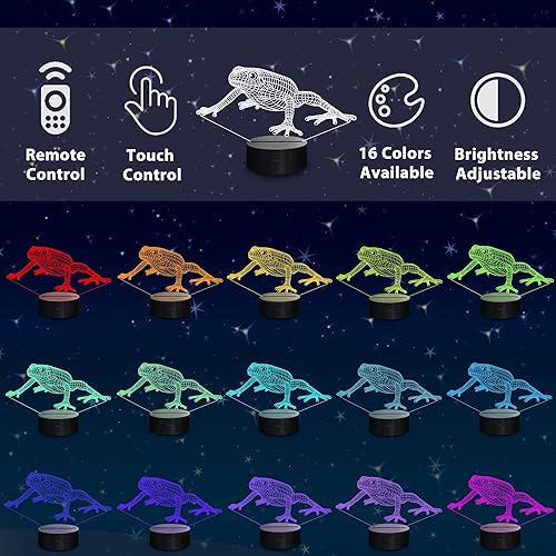 Miniatura 2 de Lampeez Lámpara de ilusión óptica de rana 3D para niños, con 16 colores, control remoto, cambiante, cumpleaños, Navidad, San Valentín, idea de