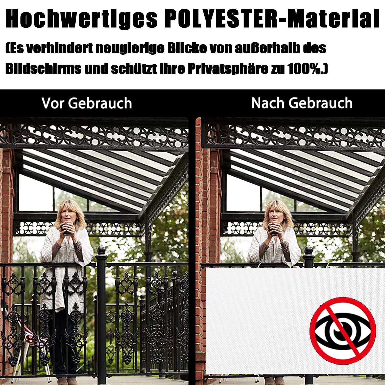 Oscurante Balcone Bianco Protezione Privacy Frangivento in 200g/㎡ PES Oscurante Telo frangivento per Esterno ringhiera Recinzione Giardino 100x600cm
