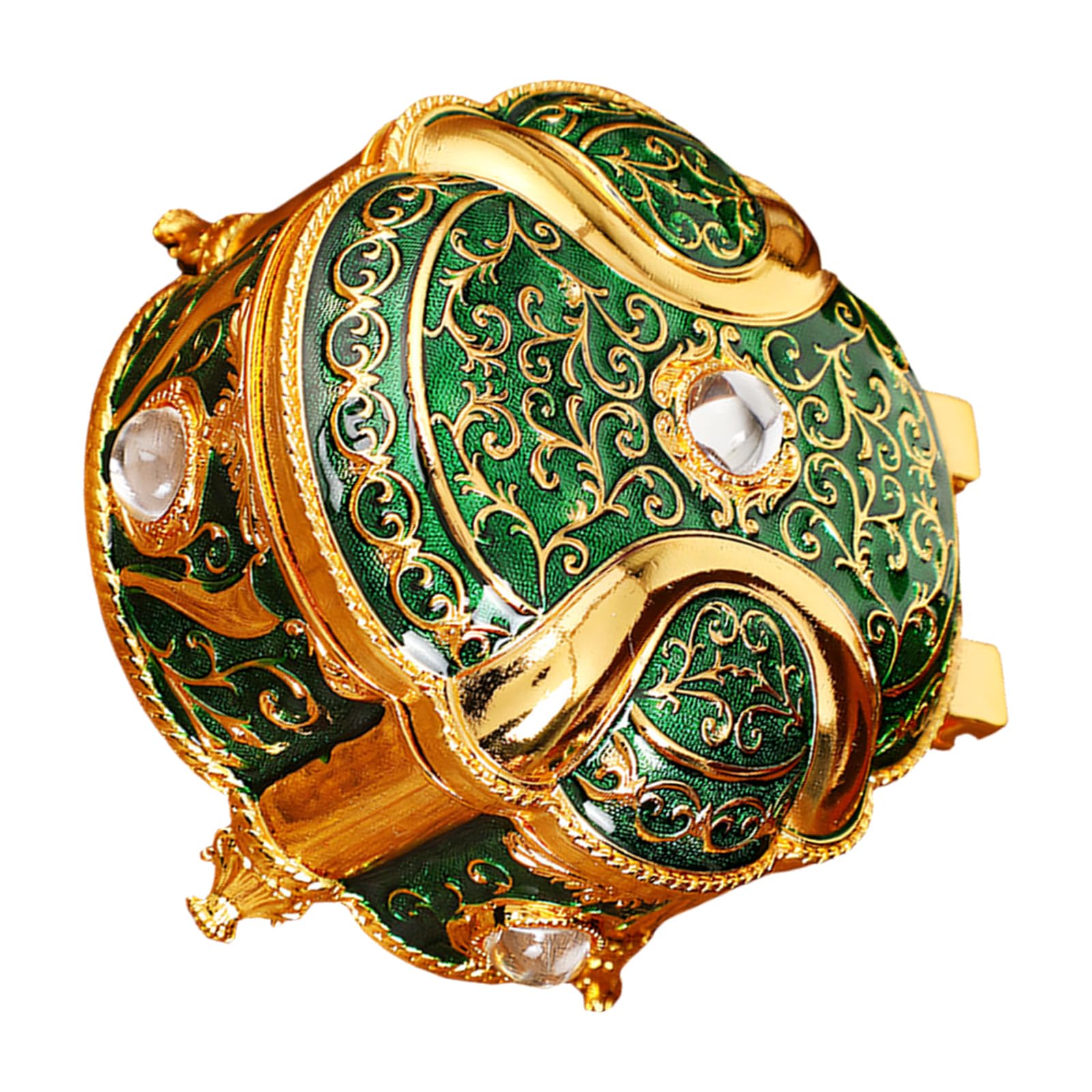 SXRQ Handcrafted Enameled Round Decorative Box for Jewelry Storage Trinket Organiser with Crystal Rhinestones Exquisite Handcrafted Enameled Decorative Box for Jewelry Storage